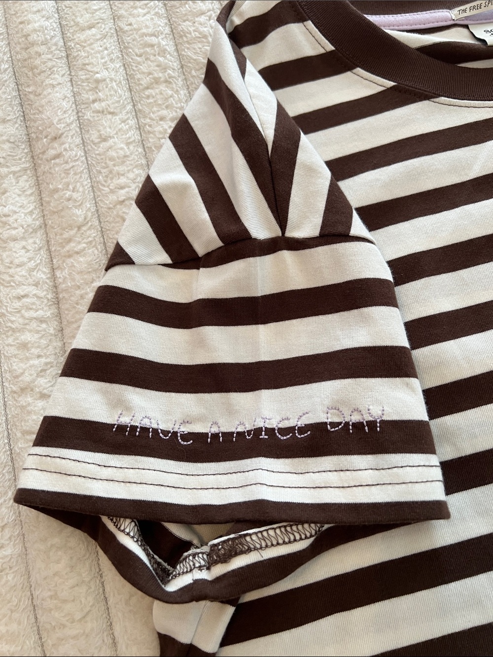 Scotch & Soda Brown and White Striped Short Sleeve Tee - Picture 5 of 6